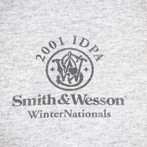 Smith & Wesson IDPA Long Sleeve Gray Tee Shirt * Med Large * Graphics on Sleeves